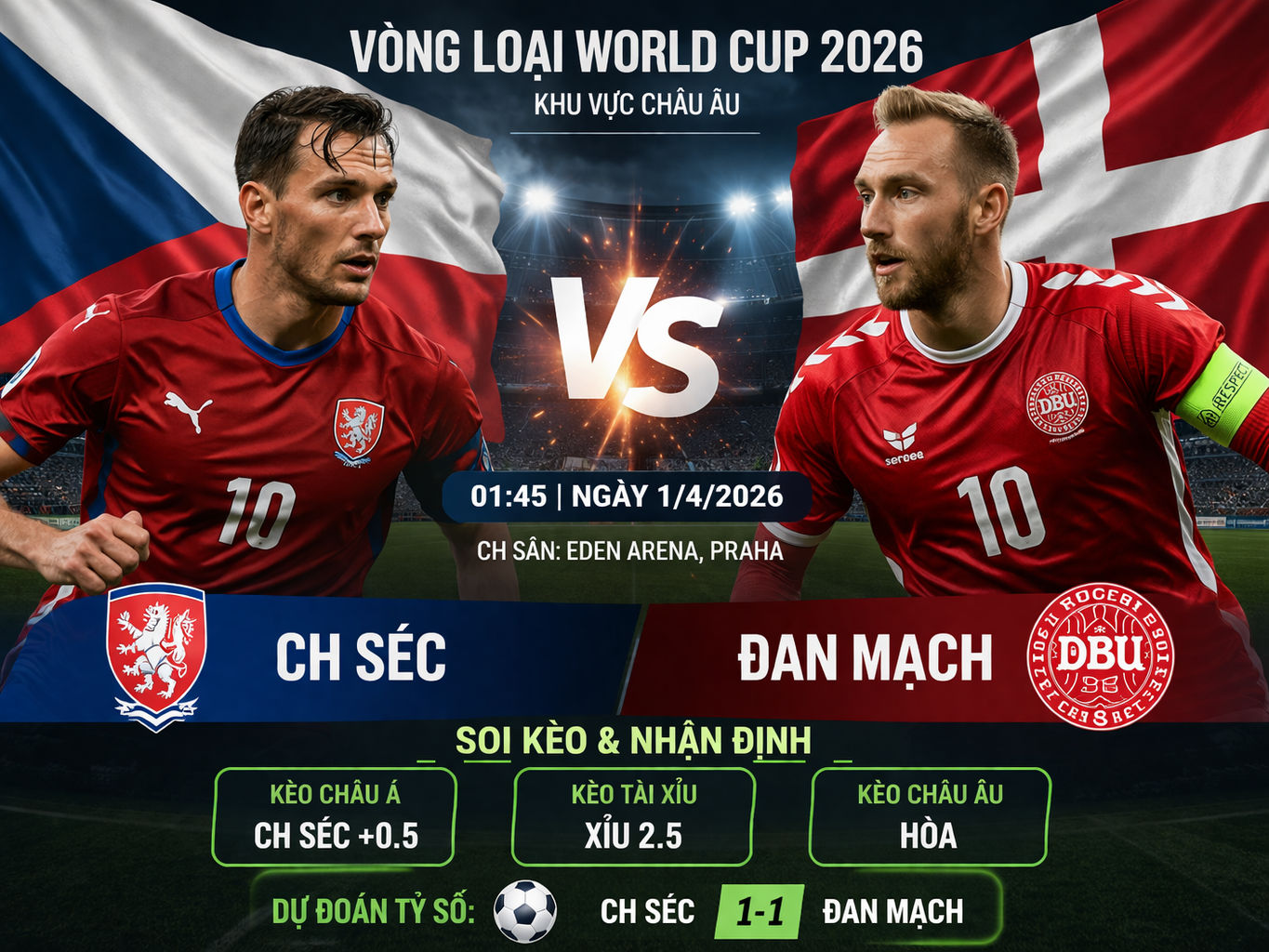 CH Séc vs Đan Mạch