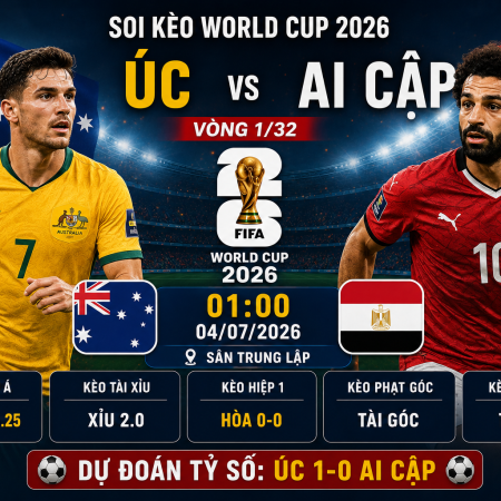 Soi kèo Úc vs Ai Cập, 1h ngày 4/7 – vòng 1/32 World Cup 2026