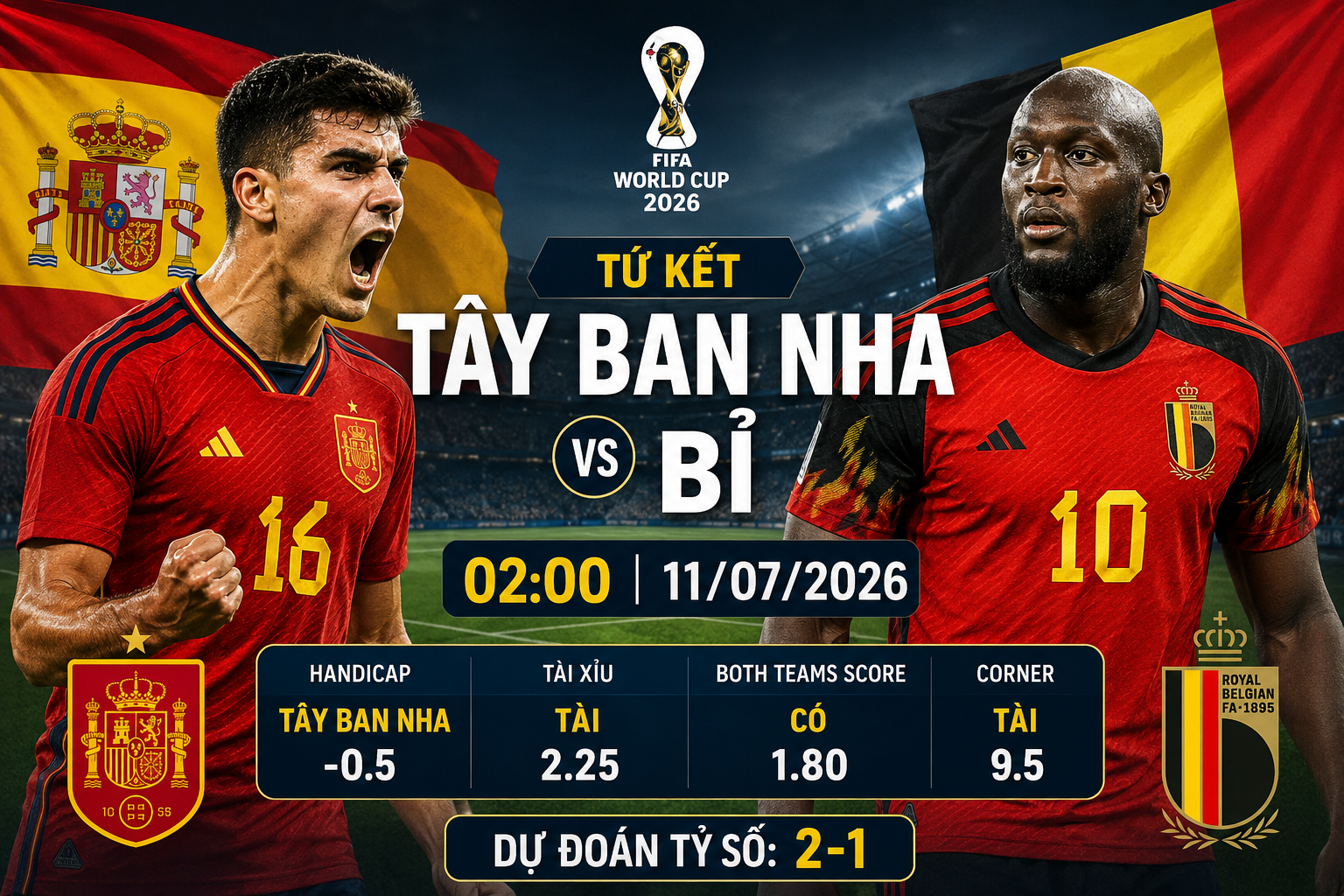 Tây Ban Nha vs Bỉ