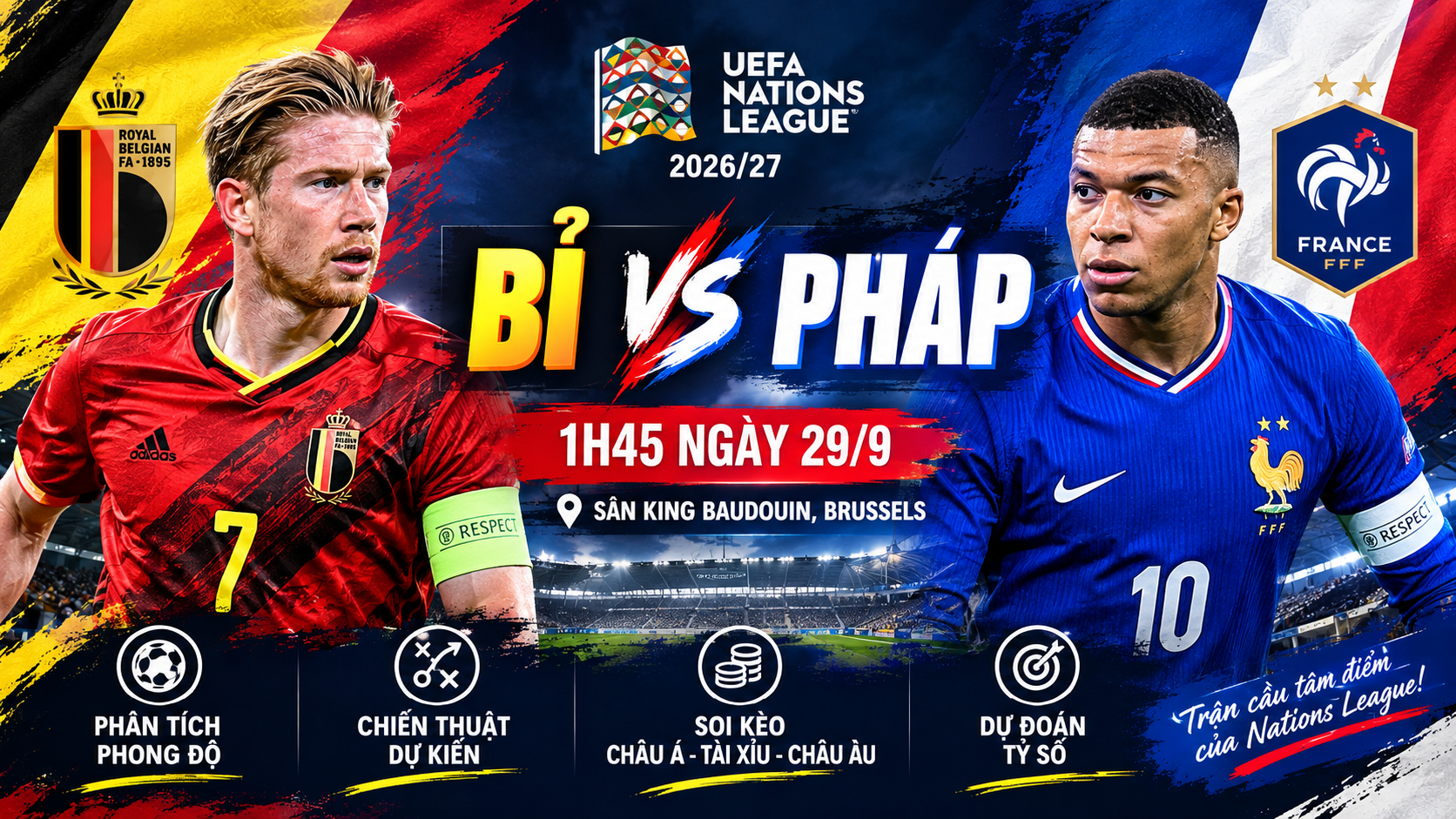 Bỉ vs Pháp Nations League
