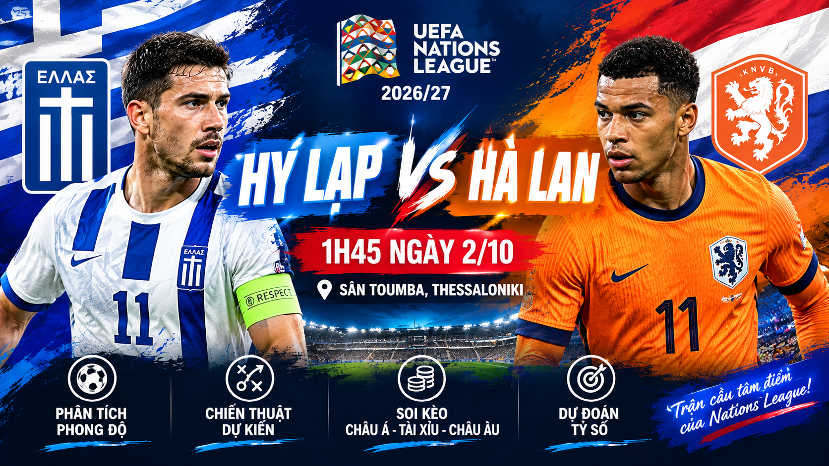 soi kèo Hy Lạp vs Hà Lan