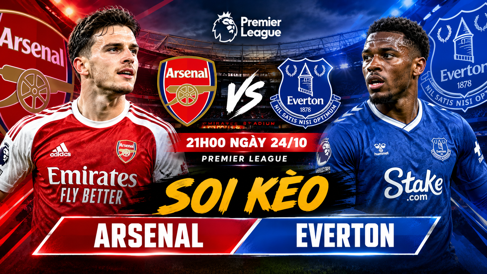 soi kèo Arsenal vs Everton